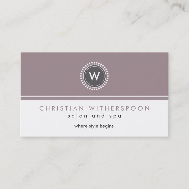 Modern Monogram Mauve Aesthetic Business Card (Front)
