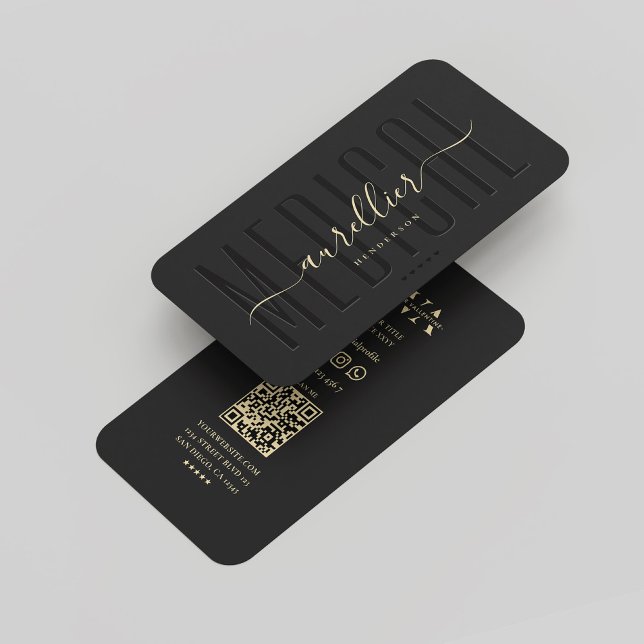 Modern Monogram Medical Nurse Doctor Black Gold Business Card (Modern Monogram Medical Nurse Doctor Black Gold Business Card
)