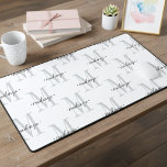 Modern Monogram Minimal Black White Desk Mat<br><div class="desc">Add a touch of modern elegance to your routine with this personalised monogram desk mat design featuring a large initial and name in script. Perfect for yourself or as a thoughtful custom gift. Created by Simply Farmhouse Press.</div>