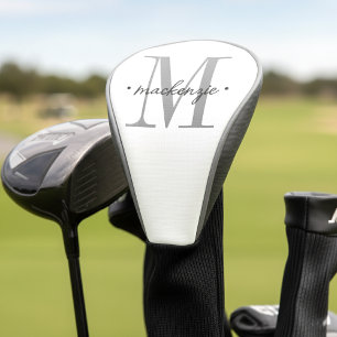 Modern Monogram Minimal Black White Golf Head Cover
