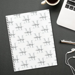 Modern Monogram Minimal Black White Planner