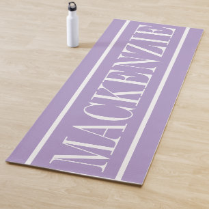 Modern Monogram Minimal Lavender White Yoga Mat