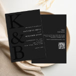 Modern Monogram Minimalist All in One Wedding Invitation<br><div class="desc">Easily personalise your wedding invitations with this editable template. Features minimal elegant typography design in matte black colour.</div>