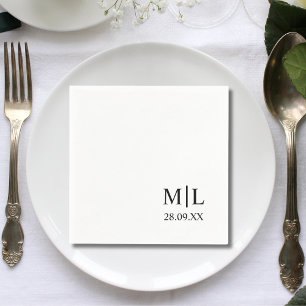 Modern Monogram Minimalist Custom Wedding Napkin