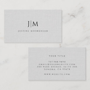 Modern Monogram Minimalist Linen Effect Business Card