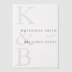 Modern Monogram Minimalist Overlay Wedding Vellum Invitations