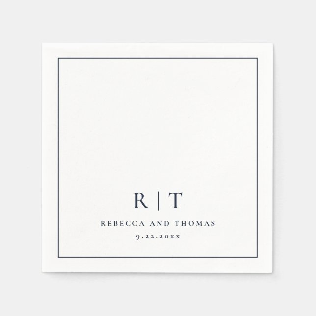Modern Monogram Minimalist Wedding Napkin (Front)