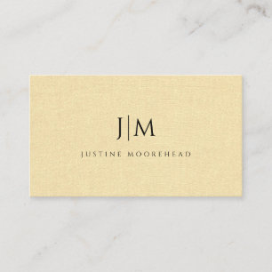 Modern Monogram Minimalist Wheat Linen Effect Business Card