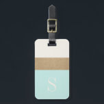 Modern Monogram Mint Green Gold Stripe Luggage Tag<br><div class="desc">Modern and chic,  this luggage features classic mint green and gold stripes and a customisable monogram. Add you name and address to the back for a truly personalised luggage tag.</div>