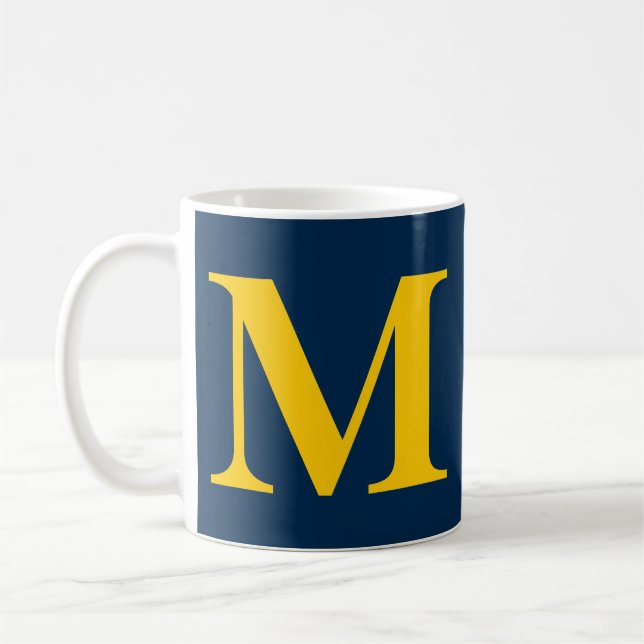 Modern Monogram Monogrammed Initial Letter Simple Coffee Mug (Left)