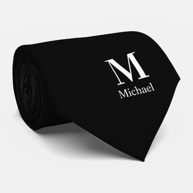 Modern Monogram Name Custom  Neck Tie (Rolled)