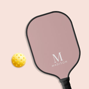 Modern Monogram Name Dusty Rose Pickleball Paddle
