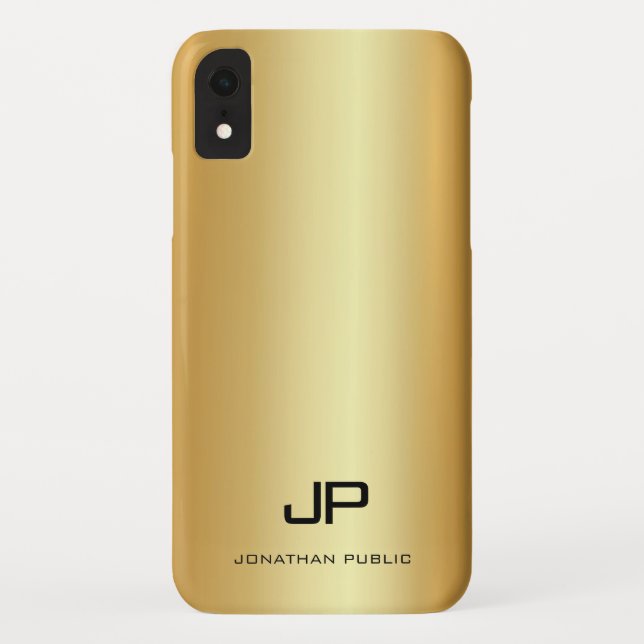 Modern Monogram Name Elegant Gold Look Template Case-Mate iPhone Case (Back)