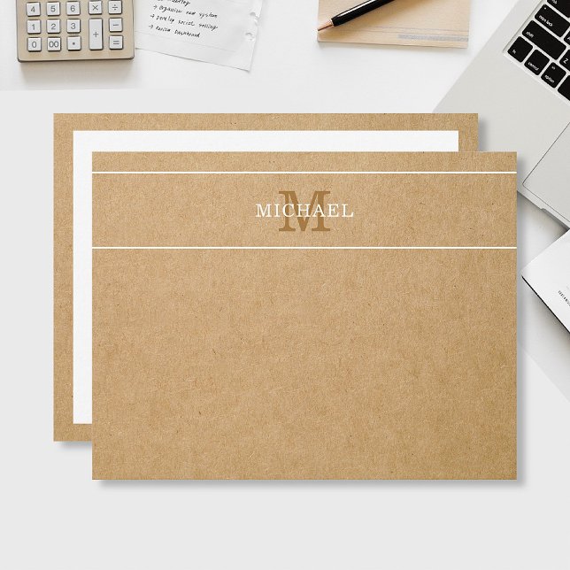 Modern Monogram Name Kraft Style Personalised Card (Creator Uploaded)