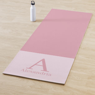 Modern Monogram Name Minimal Pink Yoga Mat
