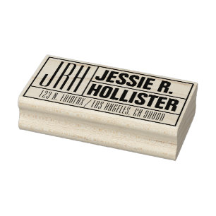 Modern Monogram Name or Business Return Address Rubber Stamp
