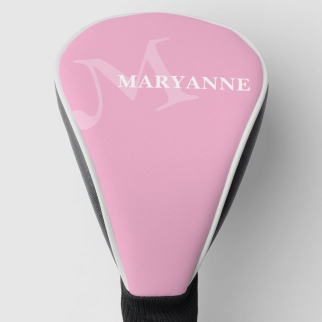 Modern Monogram Name Pink Golf Head Cover (Creator Uploaded)