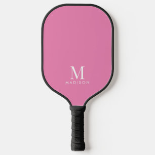 Modern Monogram Name Pink Pickleball Paddle