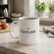 Modern Monogram Name Red Heart