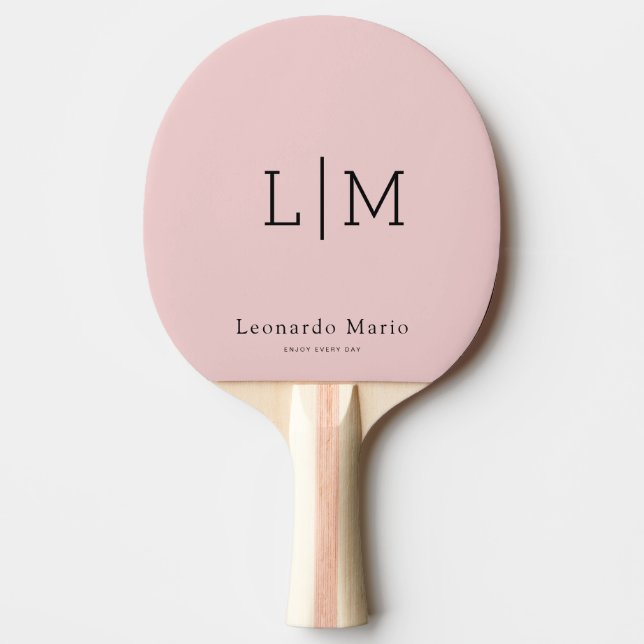 Modern Monogram Name Red Rubber Back Ping Pong Paddle (Front)