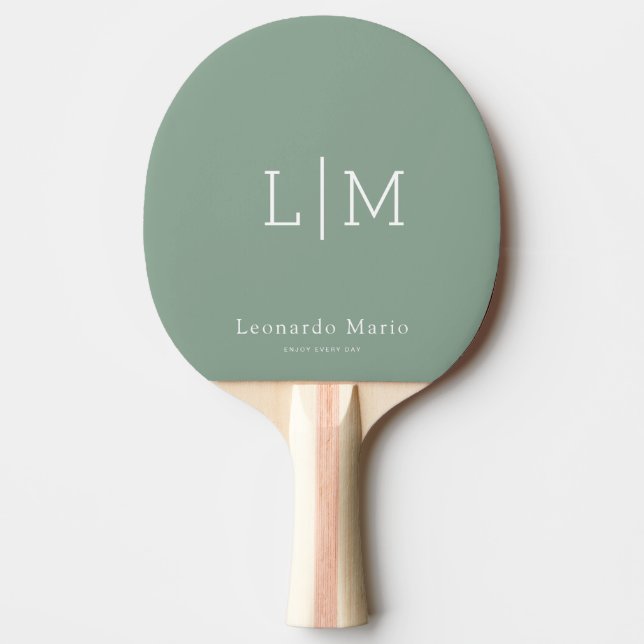 Modern Monogram Name Red Rubber Back Ping Pong Paddle (Front)