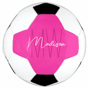 Modern Monogram Name Script Pink Football