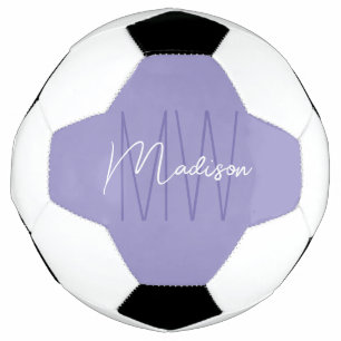 Modern Monogram Name Script Purple Football