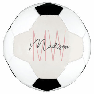 Modern Monogram Name Script Tan Pink Football
