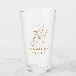 Modern Monogram Name Simple Beer Glass