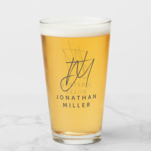 Modern Monogram Name Simple Beer Glass