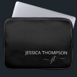 Modern Monogram Name Stylish Black White Laptop Sleeve<br><div class="desc">Customized monogrammed script name and initials modern and cute girly black and white Add Your Names Laptop Sleeve personalized and perfect for the office or school.</div>