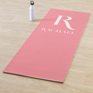 Modern Monogram Name Stylish Pink Yoga Mat
