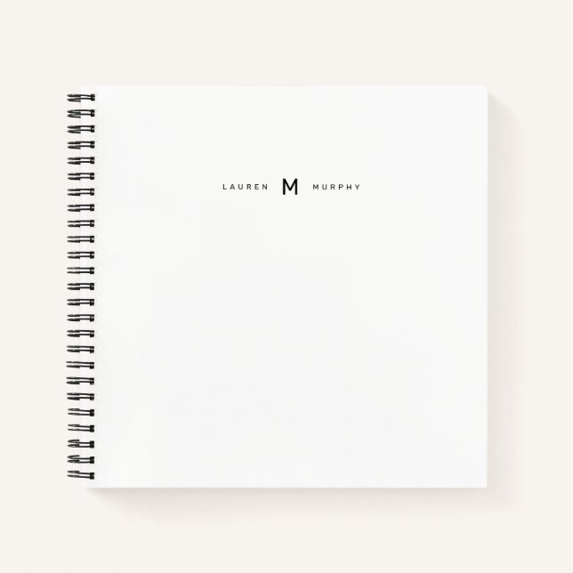 Modern Monogram Name Stylish Typography Notebook (Front)