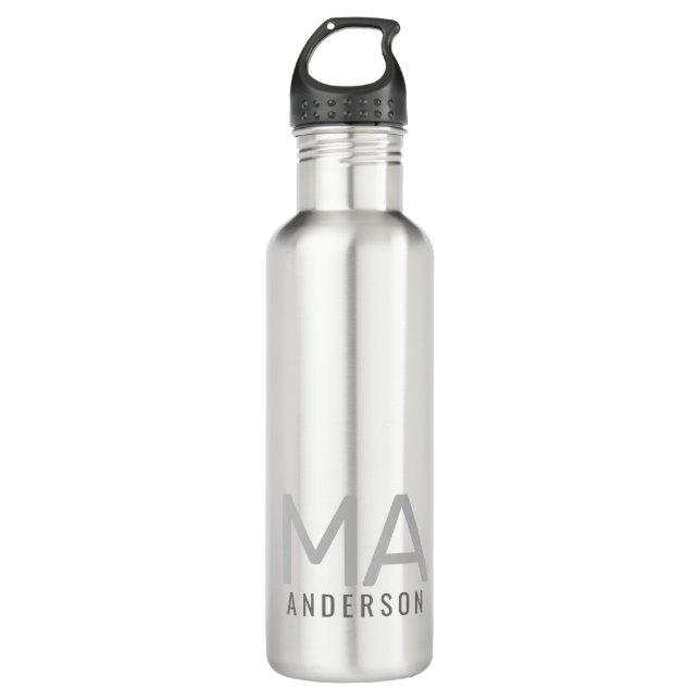 Modern Monogram Name Subtle Personalised  710 Ml Water Bottle (Front)