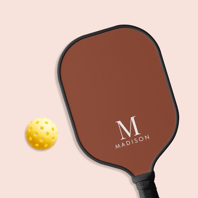 Modern Monogram Name Terracotta Pickleball Paddle (Creator Uploaded)