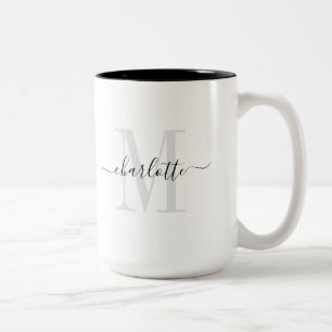 Modern Monogram Name Two-Tone Coffee Mug
