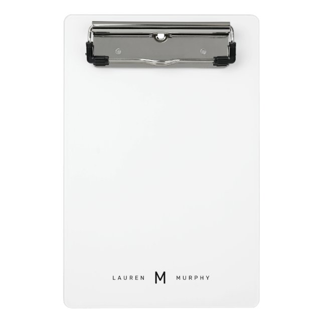 Modern Monogram Name Typography Mini Clipboard (Front)