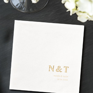 Modern Monogram Names & Date Wedding Foil Napkins