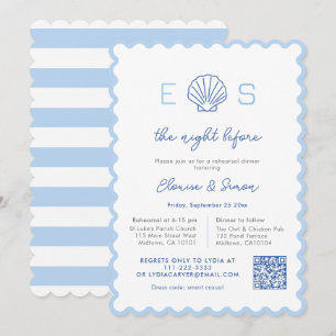 Modern Monogram Nautical Wedding Rehearsal Dinner Invitation