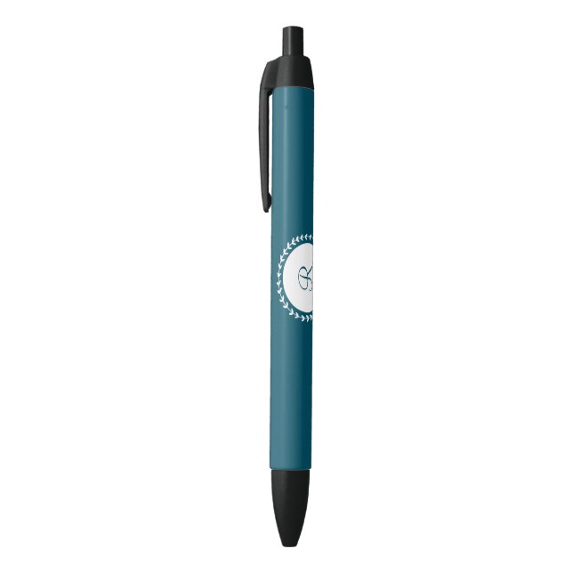 Modern Monogram Navy Blue Black Ink Pen (Top (Vertical))