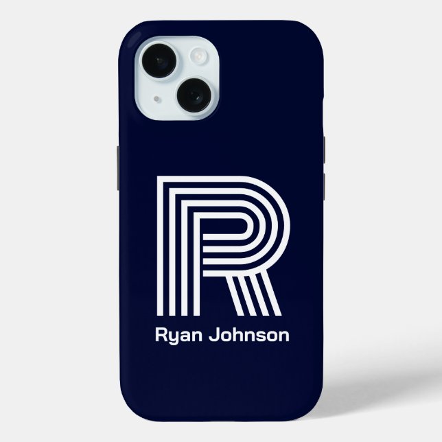Modern Monogram Navy Blue  Case-Mate iPhone Case (Back)