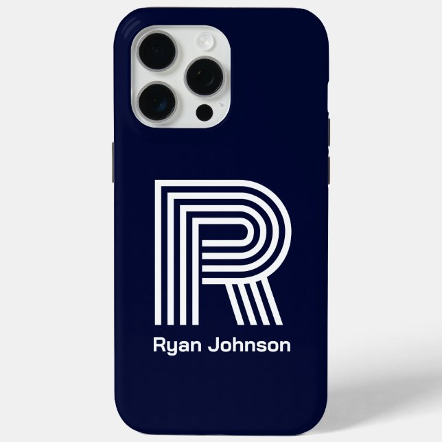 Modern Monogram Navy Blue  Case-Mate iPhone Case (Back)