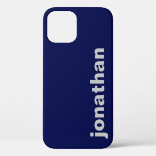 Modern Monogram Navy Blue iPhone 12 Case
