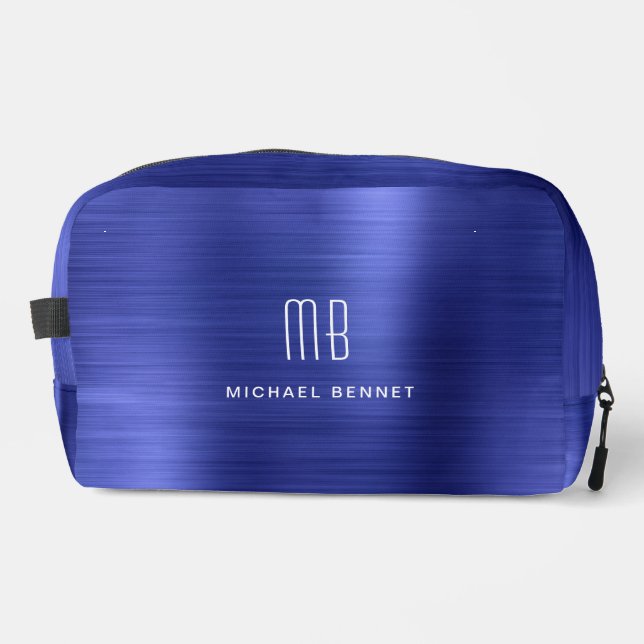 Modern Monogram Navy Blue Dopp Kit (Front)