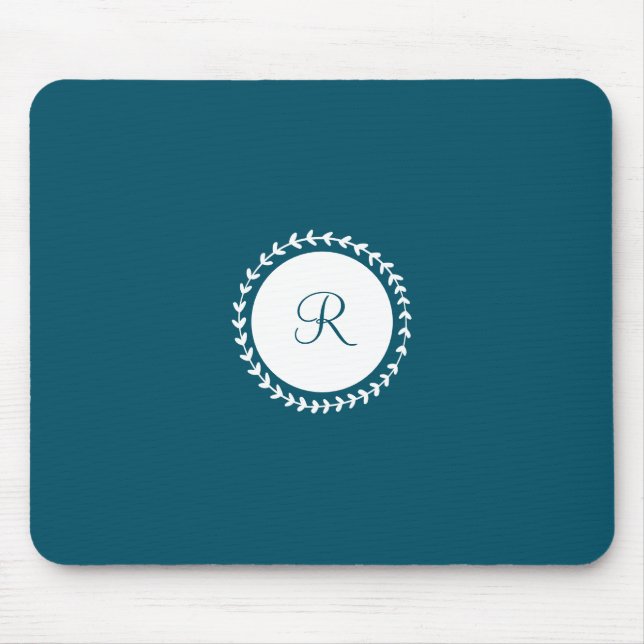 Modern Monogram Navy Blue Mouse Mat (Front)