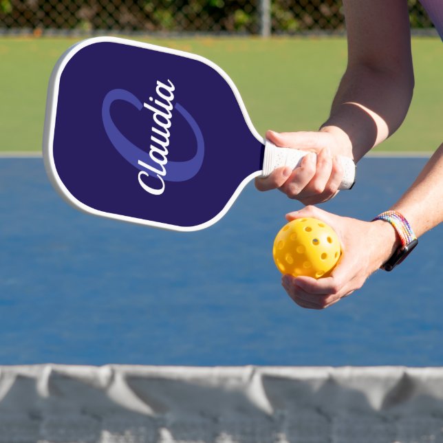 Modern Monogram Navy Blue Pickleball Paddle (Insitu)