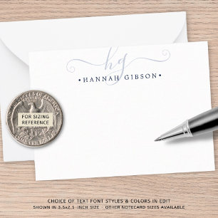 Modern Monogram Navy Blue Script Initials Card