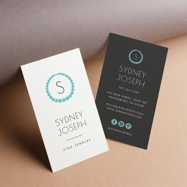 Modern Monogram Necklace Logo | Jewelry Design Business Card (Creator Uploaded)