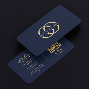 Modern Monogram O Logo Elegant Dark Navy Blue Business Card