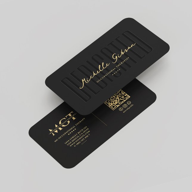 Modern Monogram Occupational Therapist Black  Business Card (Modern Monogram Occupational Therapist Black Business Card
)